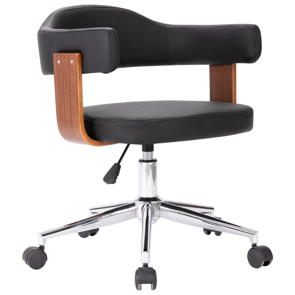 Swivel Office Chair In Black Bentwood and PU Leather