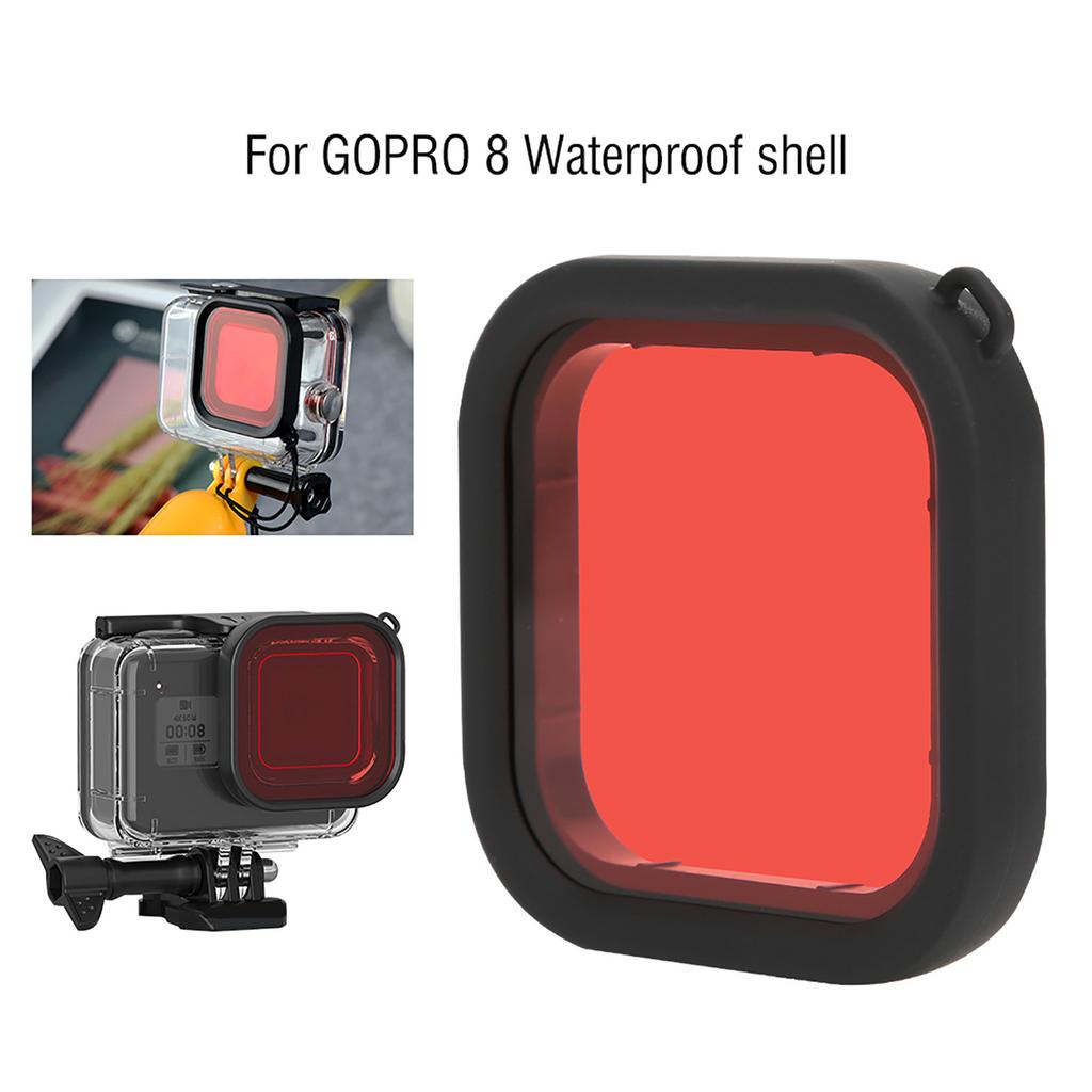ABS Diving Lens Filter with Rope for GoPro 8 Action Camera Waterproof Shellred