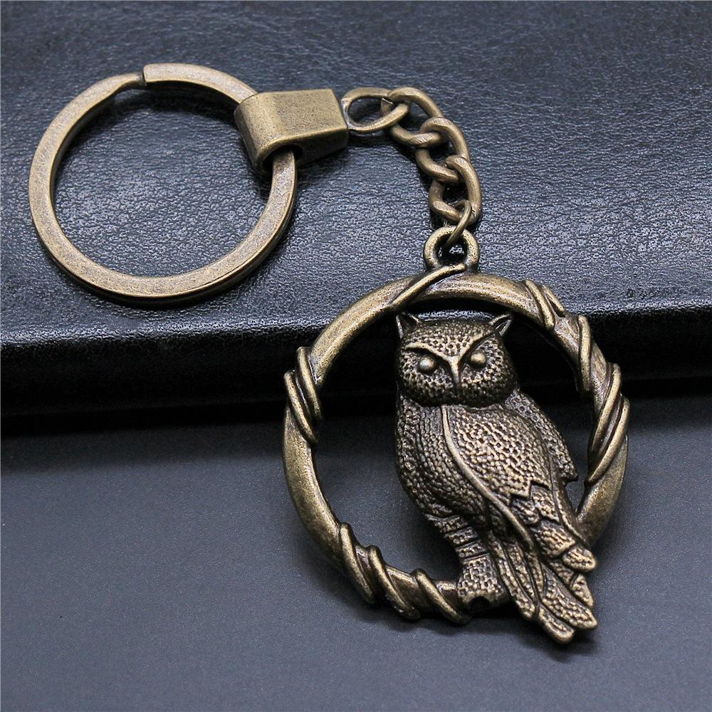 Herren Schlüsselanhänger DIY Metallhalter Kette Vintage Eulen Anhänger Kreativer Party Schmuck Zubehör Geschenk