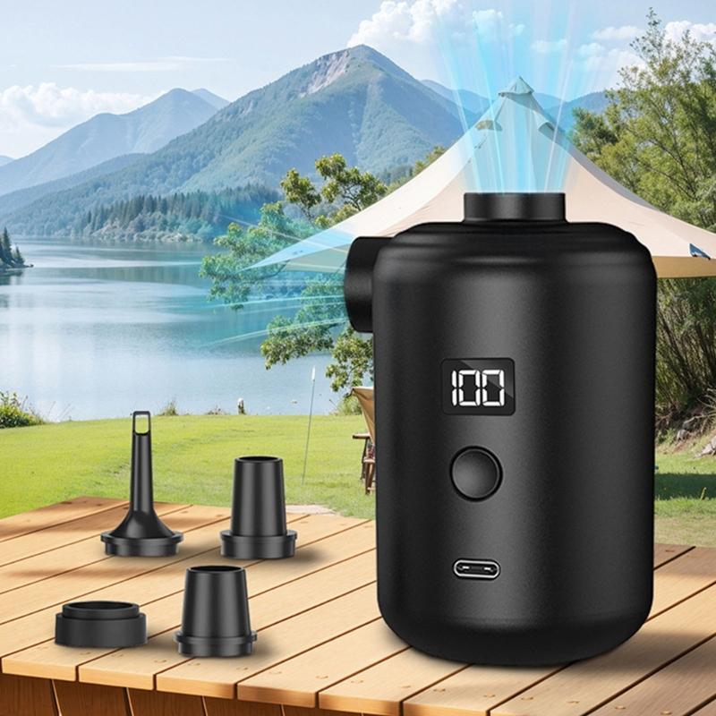 Double Motor Outdoor Air Pumps Compacts Light Weight Camping Light Hook For Inflatable Mattress Pool Rafts