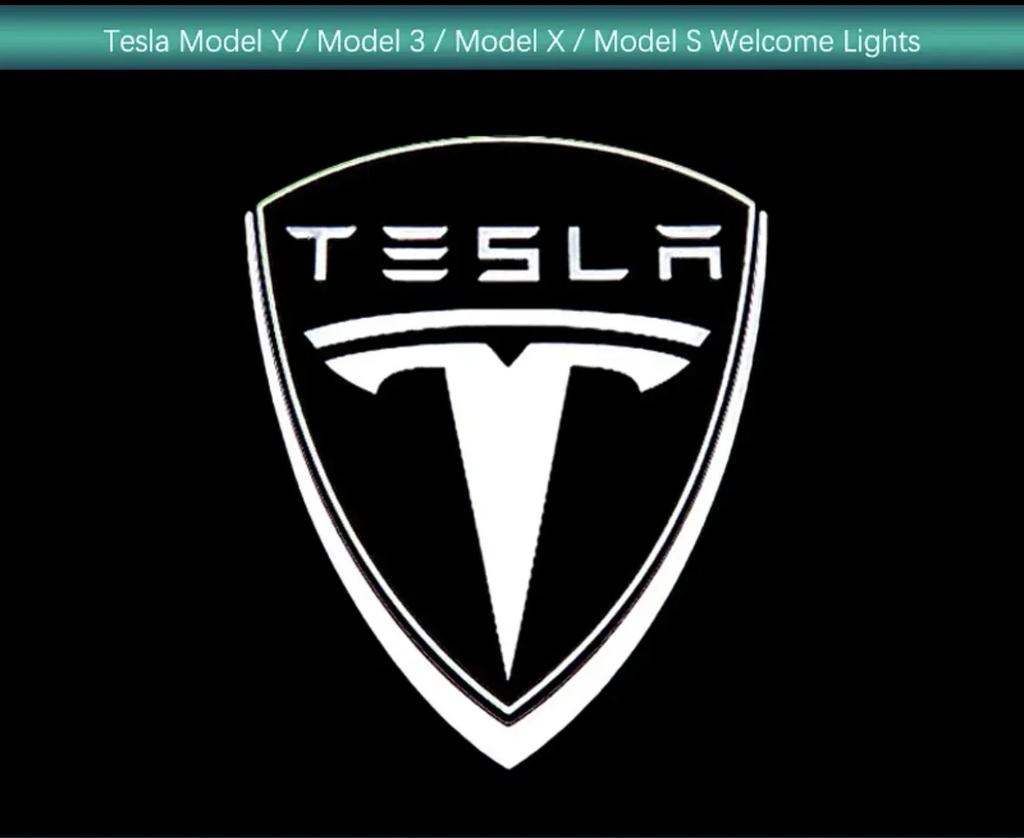 Car Sticker Tesla 2Pcs Car Door Projector LED Logo Welcome Lights Shadow Decoration Lamp for Tesla Model 3 Y Model X S Accessori
