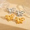 Versatile Titanium Steel 18K Gold Bow Earrings: Women's High-End European/American Style