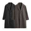 Mens Oversized Relaxed Fit Wool-Blend Trench Coat Casual Longline Jacket In Charcoal Khaki