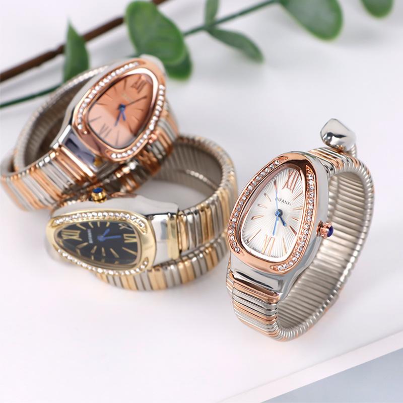 Women Quartz Watch Luxury Diamond Vintage Roman Numerals Gold Case Bangle Bracelet Orologio Watches Ladies Wristwatch