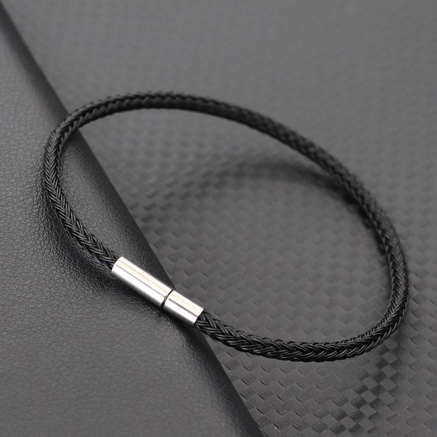 

3mm Thin Stainless Steel Wire Bracelet For Men Good Luck Red Bangle Handmade Pulseras Rojas Hiphop Wrap Braslet Gifts For Him 20.5cm 8.1Inch чёрный