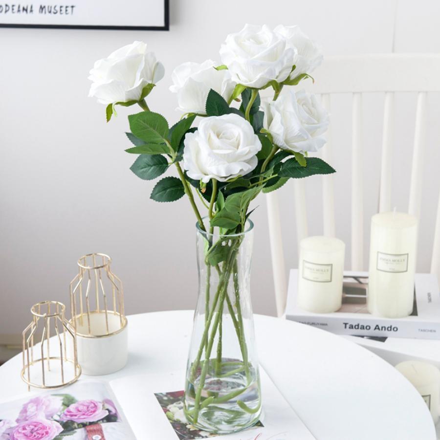 5Pcs Artificial Flowers Cheap Bouquet Beautiful Silk Roses Wedding Vase for Home Decor Fake Plants Christmas Decorative Wreaths
