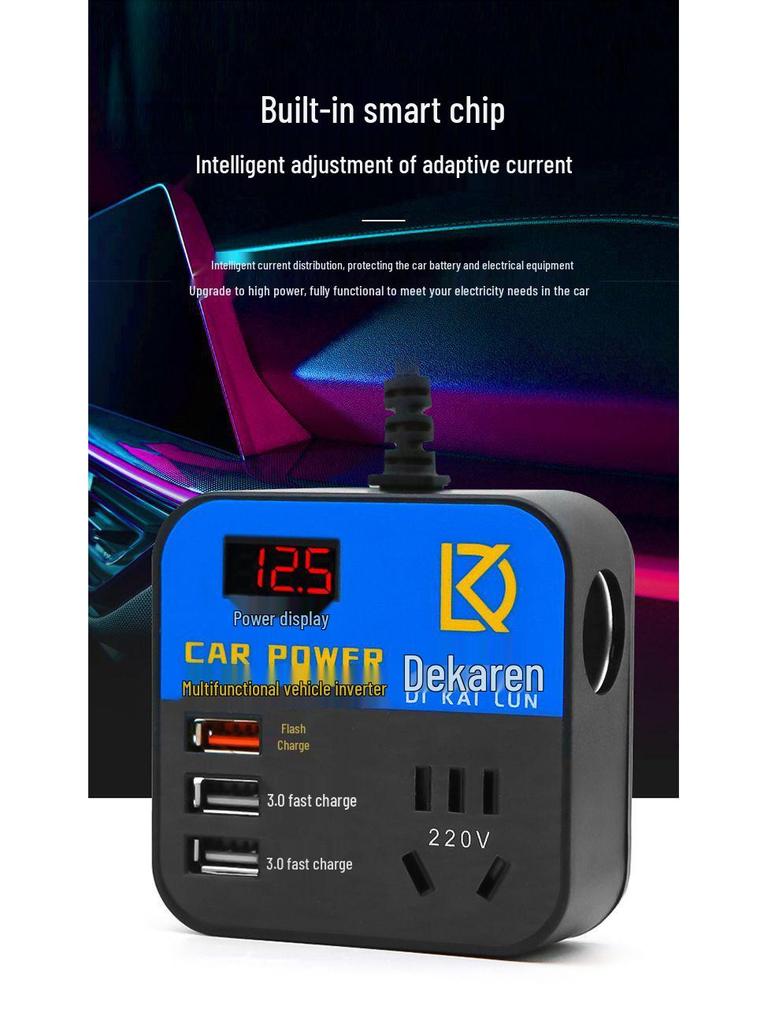 Truck & Car Power Inverter: 12V/24V To 220V Multi-Function Charger Adapter