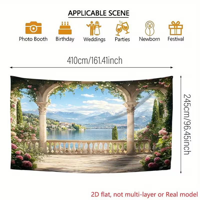 

2D Floral Arch Balcony Backdrop Outdoor Wedding Photography Decor 47.2x31.5inch/120*80cm