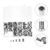190 Pcs Rivet Nut Pull Cap Insert Flat Head Furniture Riveted Assortment Zinc Silver