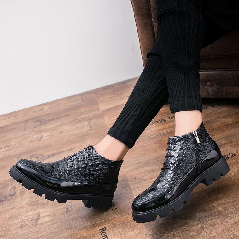 38-44 Herren Übergröße Modische Hochgeschnittene Dicke Sohle Höhenvergrößernde Lässige Lederschuhe Business Lederschuhe