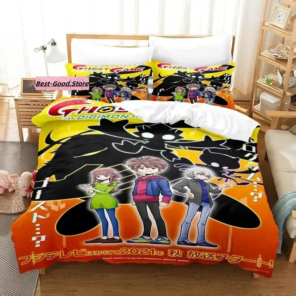 

Digimon Adventure Bedding Set Single Twin Full Queen King Size Bed Set Aldult Kid Bedroom Duvetcover Sets 3D Print Anime EU Single(135*200cm)3pcs