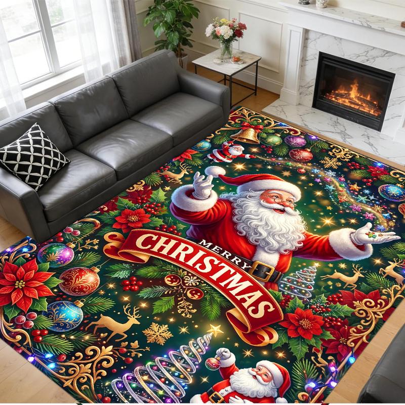 Kerstmis Bedrukt Vierkant Vloerkleed Zacht Antislip Vloerkleed Voor Slaapkamer Vakantiecadeau