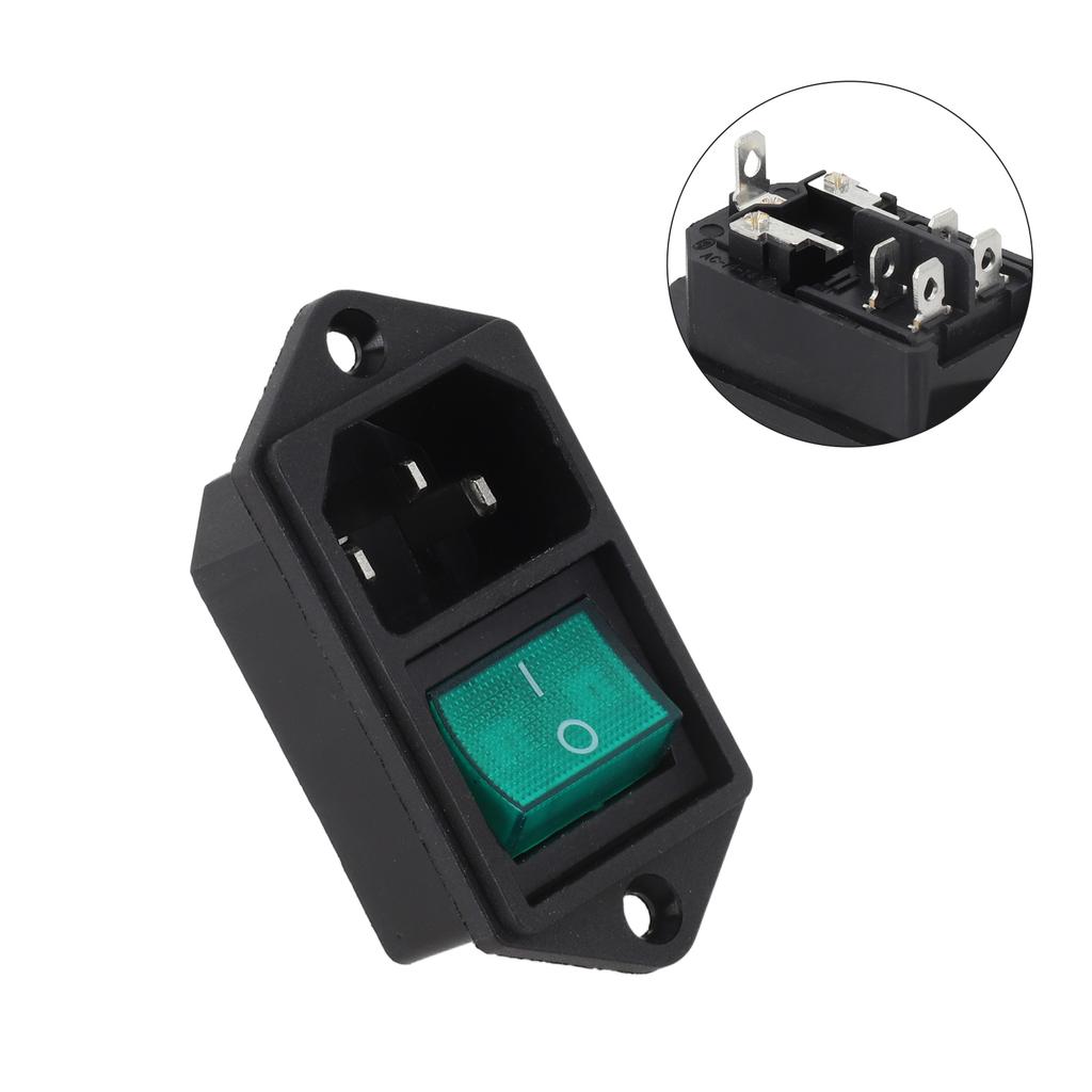 3P 50HZ Socket C-14 Socket 50HZ Frequency Electrical Devices Illuminated Switch Plastic Material For Appliances