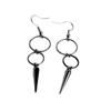 Gothic-punk Silver Color Double Ring-shaped Pointed Rivet Long Dangle Earrings for Men Women Unisex Hip-hop Rock Jewelry Gifts