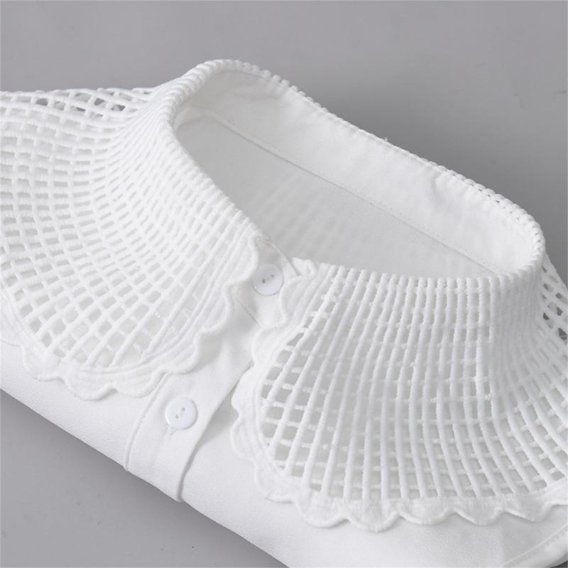 Breathable Cotton Polyester False Collar With Peplum Shoulder Design Easy To Wear Fashion Neckpiece For Daily Outfits