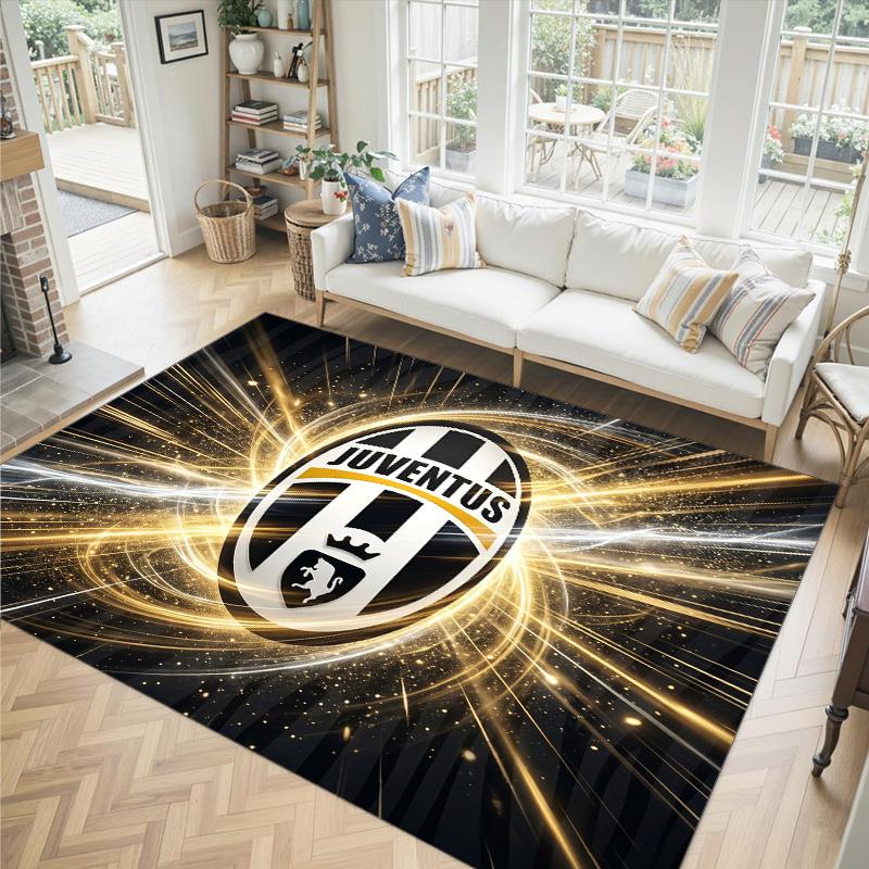 Juventus FC Design Kryształowy Aksamitny Dywan Przytulny Nie?Antypoślizgowy Dywan Wzorzysty Do Sypialni Salonu Przedpokoju