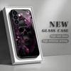 Purple Flower Skull Tempered Glass Phone Case Suitable for Samsung Galaxy S26 S25 S24 S23 S22 S20 FE/Ultra/Plus Anti Drop
