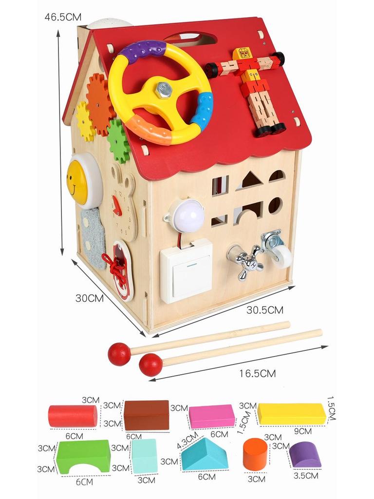 Montessori Wooden Busy House: Educational Cognitive Development Toy for Infants & Toddlers