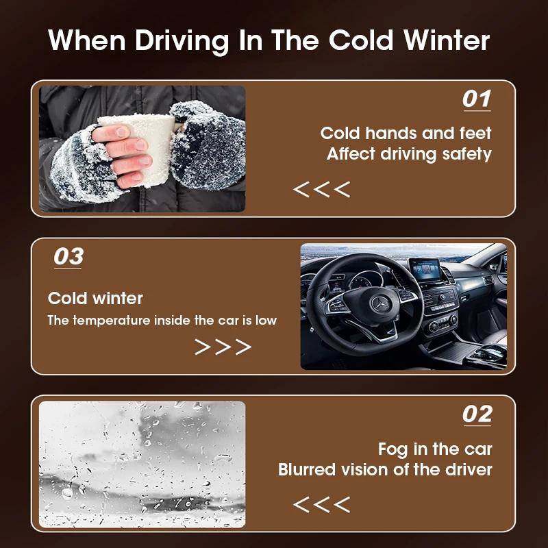 12V Car Heater Defroster Defogger 2-in-1 Fast Heating 360° Rotation for Windshield Car Truck Interior Accessories