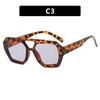 Vintage Square Sunglasses for Women Men Thick Frame Double Bridges Eyewear Female Fashion Chic Polygon Sun Glasses Leopard Blue