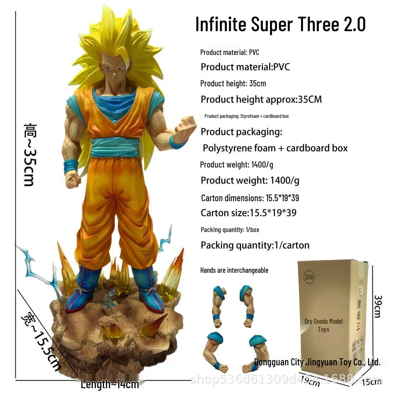 Dragon Ball Infinite Super Saiyan 3 Goku Figure with Interchangeable Hands & Luminous Base
