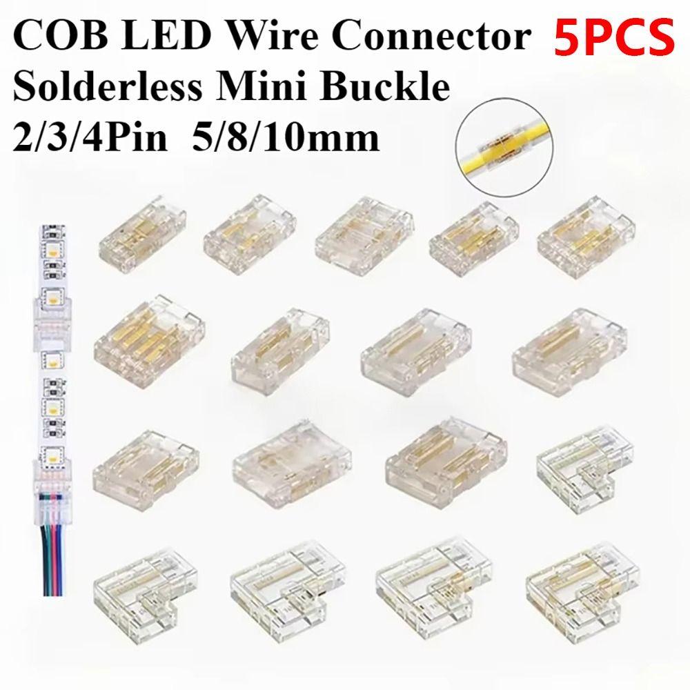5Pcs/Set Transparent L-Shaped Corner LED Strip Connector  For 5mm 8mm 10mm 2/3/4pin FOB Tape Light