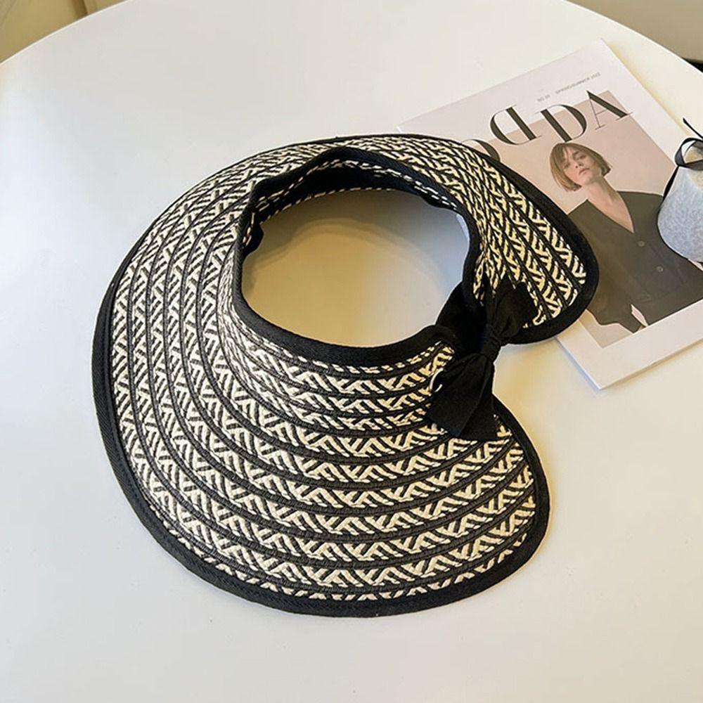 Empty Top Straw Visor Hat UV Protection Foldable Visor Hat Trendy Beach Visor Hat  Summer Outdoor