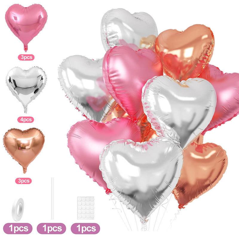 10Pcs 18 Inches Large Foil Red Heart Shaped Balloons For Valentine'S Day Wedding Shower Anniversary Engagement Decoration