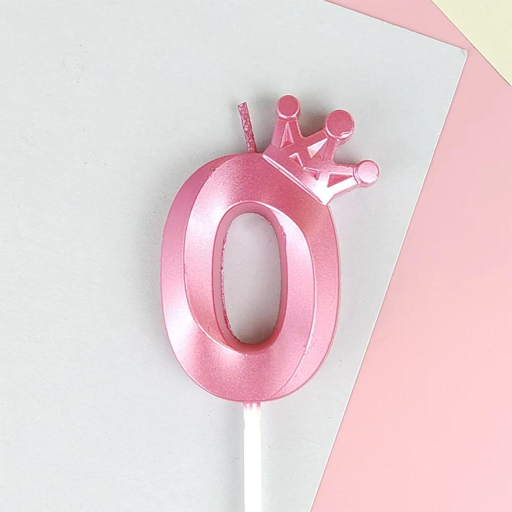 Pink Macaron Candy Color 0-9 Birthday Party Cake Decoration Baking Plug-in Creative Age Digital Candle