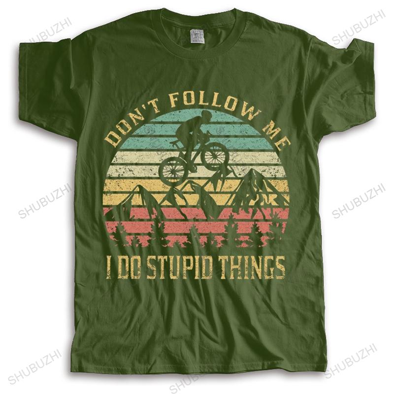 Vintage Mountain Bike Mtb Downhill Biking Gift T Shirt Unisex Short Sleeve Dont Follow Me I Do Stupid Things Tee Cotton Tshirt