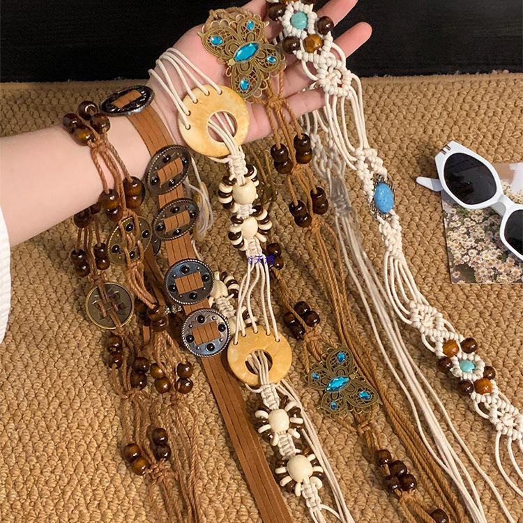 Retro Ethnic Hand-woven Waist-cinching Belt for Dresses