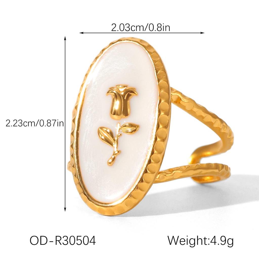 Eleganter französischer Retro-Rosenring für Damen - Offenes ovales Design mit Tropföldekor