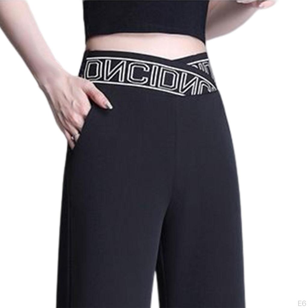 Straight Wide Leg Womens Pants Long Palazzo Trousers, Elastic All Match Lady Loose