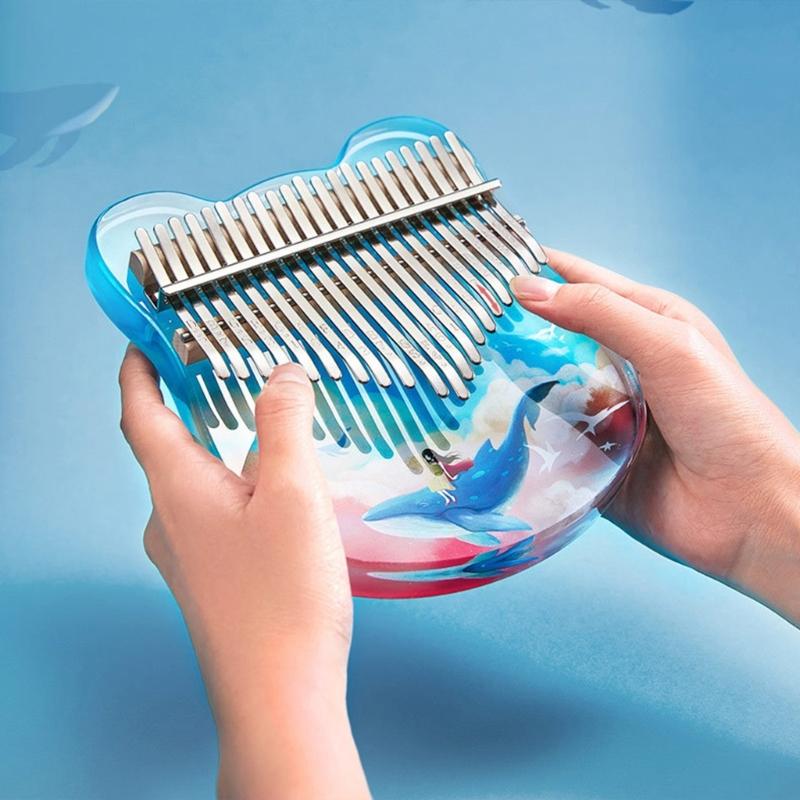 Profession Kalimba 17/21 Keys Thumb Piano with Study Instruction & Tune Hammer Acrylic Finger Piano for Kid Beginners