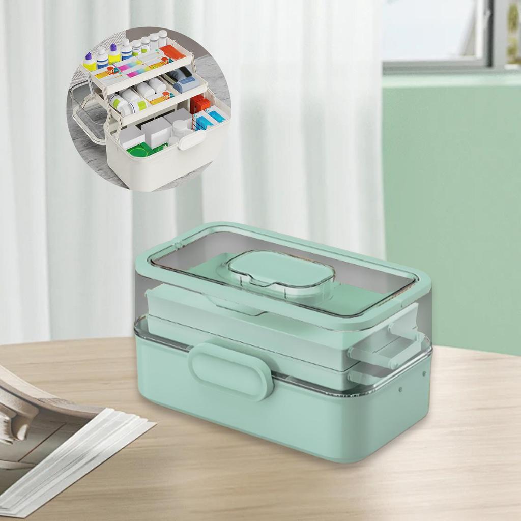 Portable Medicine Box Dustproof Desktop Organizer Empty First Aid Kit Medicine Organizer for Workplace Dresser Home Car Bathroom