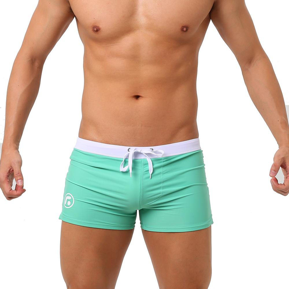 Men's Back Pocket Swimwear Short Swim Trunks Beach Shorts Sexy Mesh Boxer Briefs Comfortable Soft Breathable