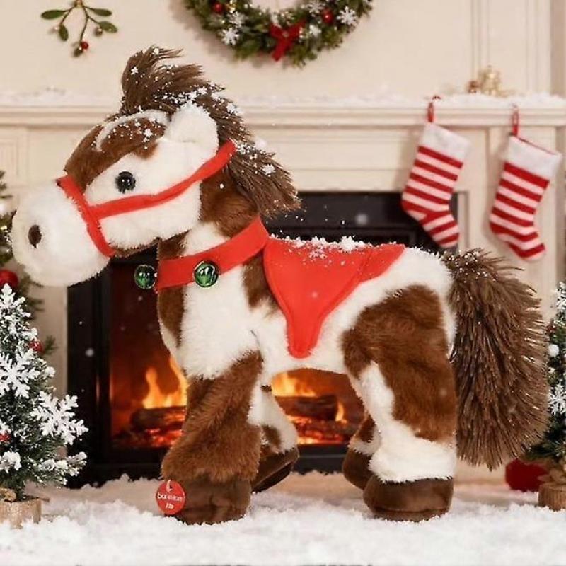 Electric Plush Horse, Interactive Spotted Pony, Plush Pet Huggable Stuffed Animal for Kids Christmas Birthday Gifts