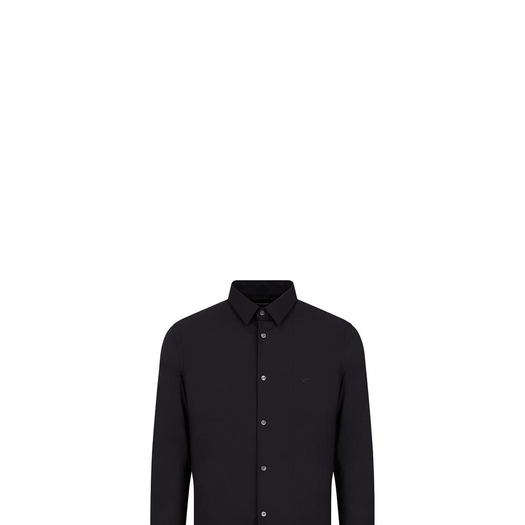 Emporio Armani Solid Color Point Collar Single-Breasted Fitted Long Sleeve Shirt Men shirts Black 8N1C091N-I9Z1-0999