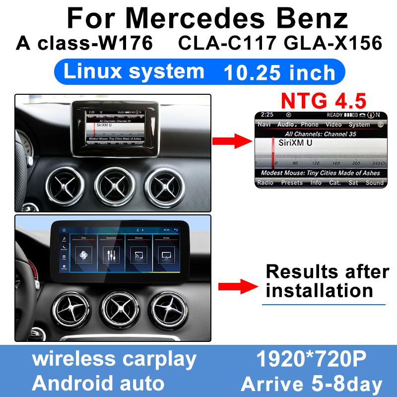 

Wireless Carplay Android Auto TouchScreen 10.25 For Mercedes Benz A Class W176 A200 A180 A220 Car Multimedia Player Display BT NTG4.5 10.25