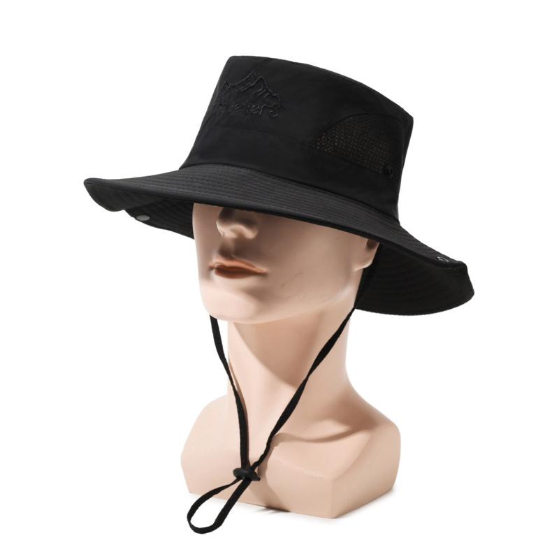 Summer Fishing Hat Men's Big Brim Hat Outdoor Solid Color Sunscreen Hat Travel Sun Hat