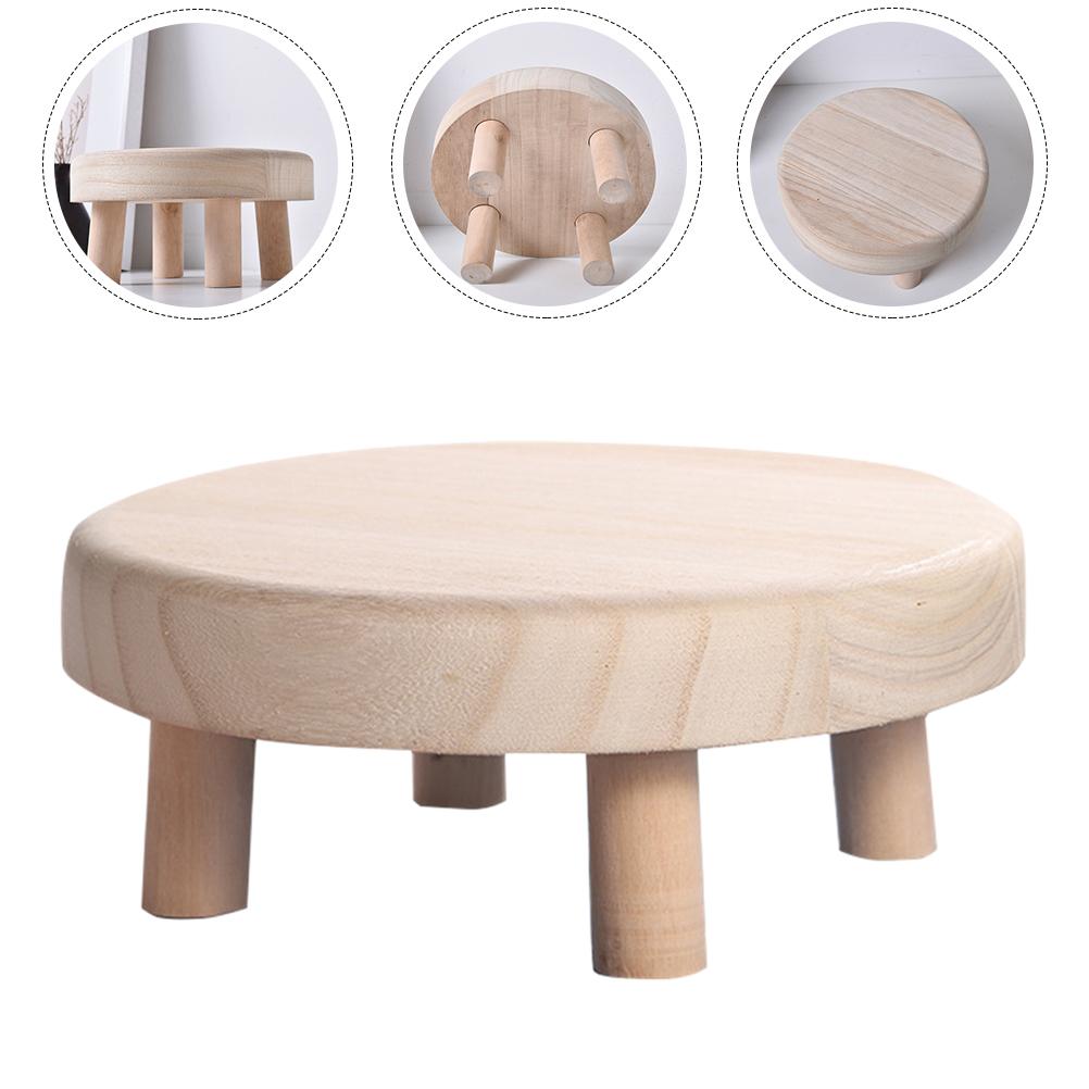 Wooden Stool Flower Stand Mini Succulent Plants Holder Potted Display Shelf Retro Decor