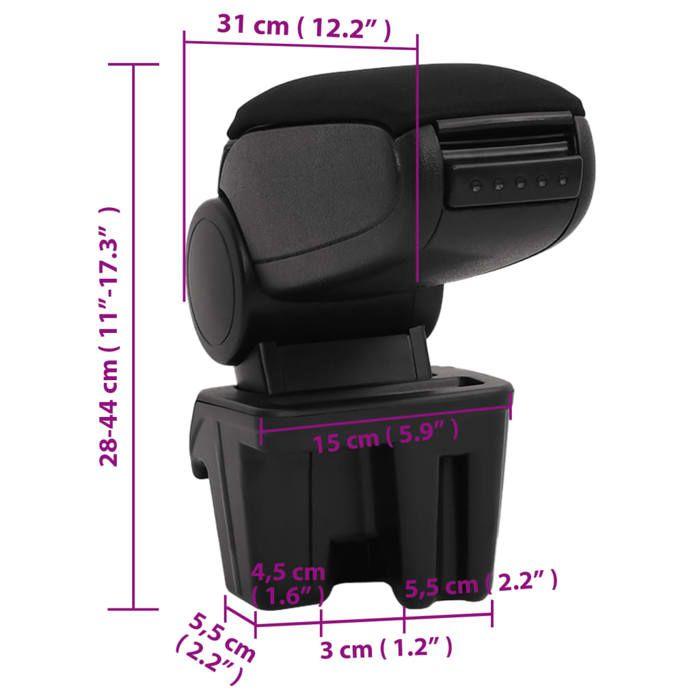 VidaXL Accoudoir de voiture noir 15x31x(28-44) cm ABS 154682