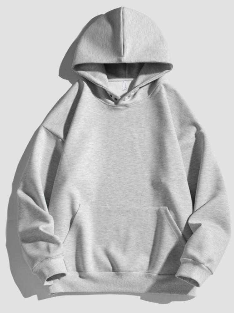 Men Fashion Tops Hooded Sweaters Spring and Autumn Men Long-sleeved Loose Hoodies Fashion Men Solid Color Tops
