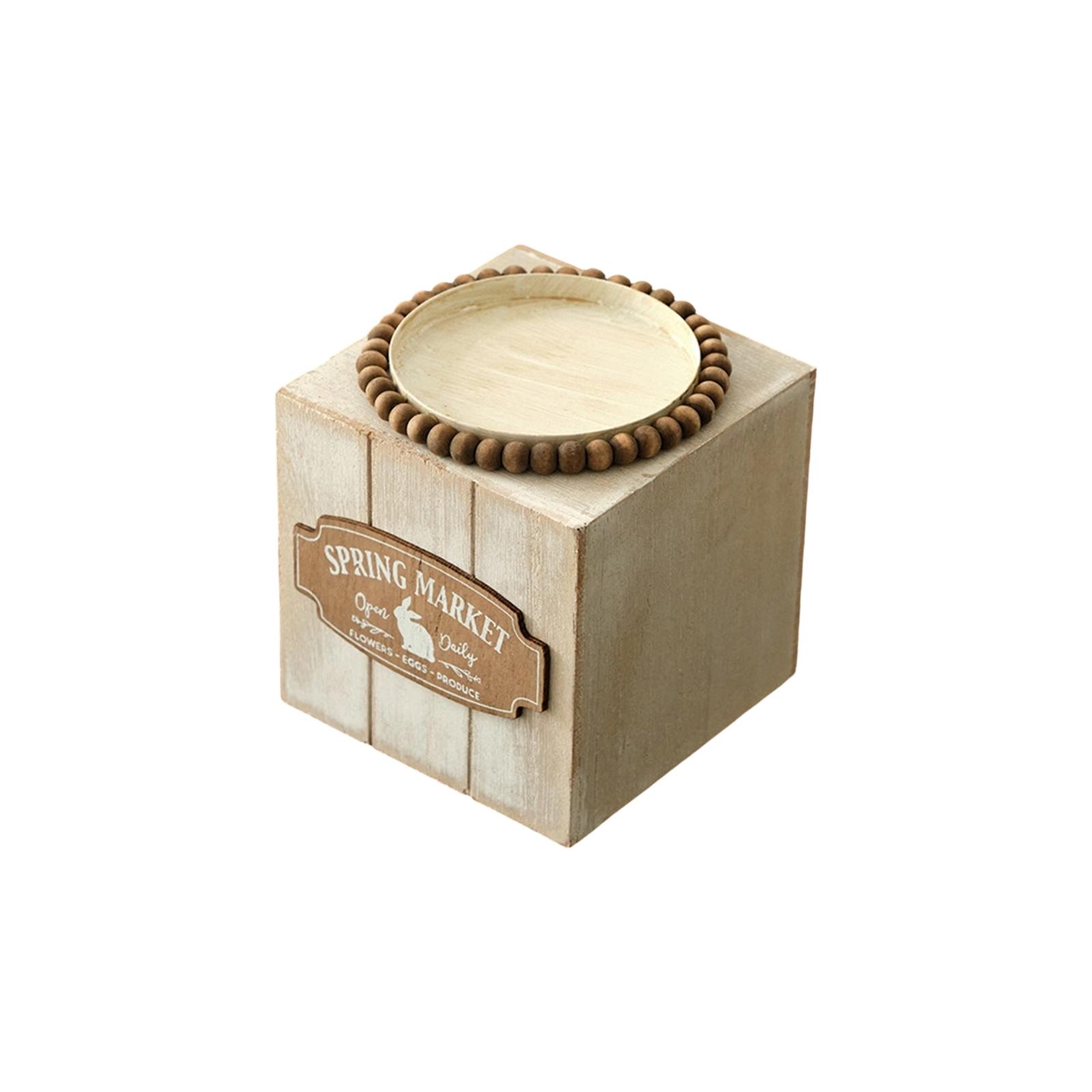 

Rustic Wooden Square Candle Holder With Design - Decorative Tabletop For Home, Wedding, Party, And Photo Props One Size