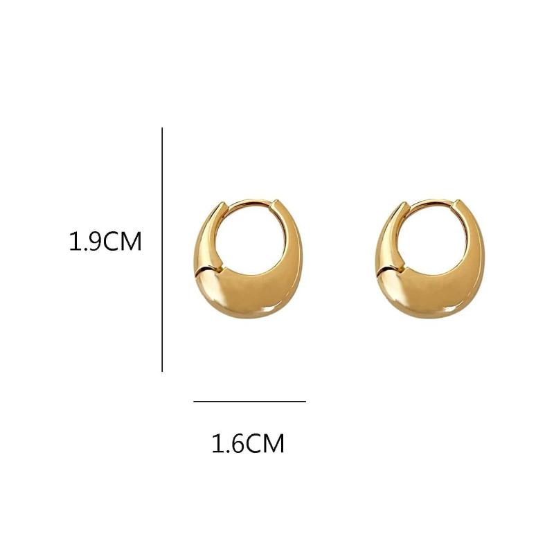 1pair Versatile Metallic Tear Drop & Oval Simple Hoop Earrings