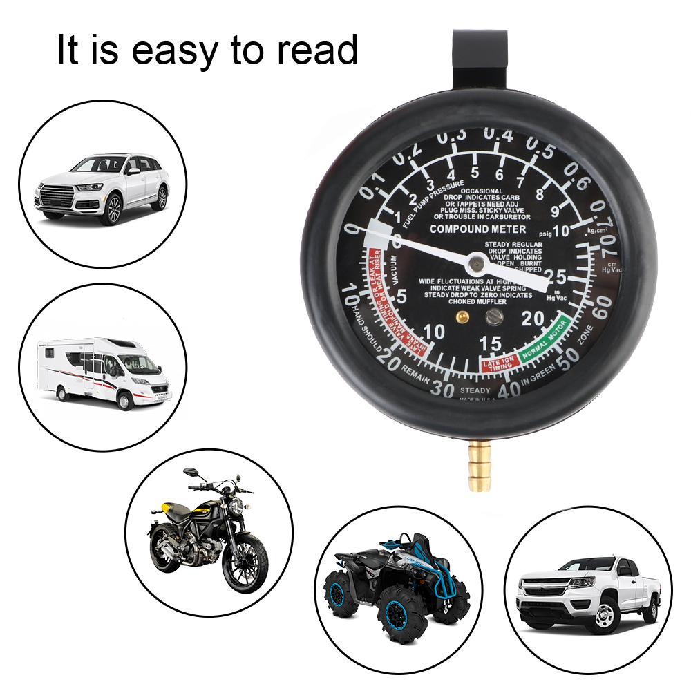 Pressure Gauge Automotive Cylinder Tester Kit Vacuum Gasoline Engine Compression Meter With Adapter
