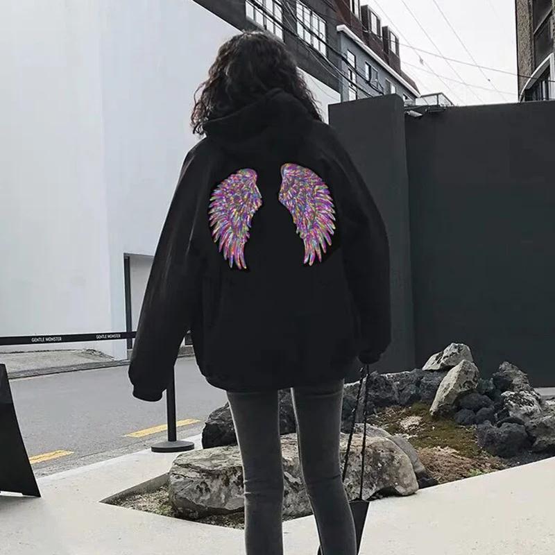 Rainbow Feather Wings Sequin Sew Patches Embroidered Badges for Clothes DIY Appliques Craft Decoration Materials for Sewing