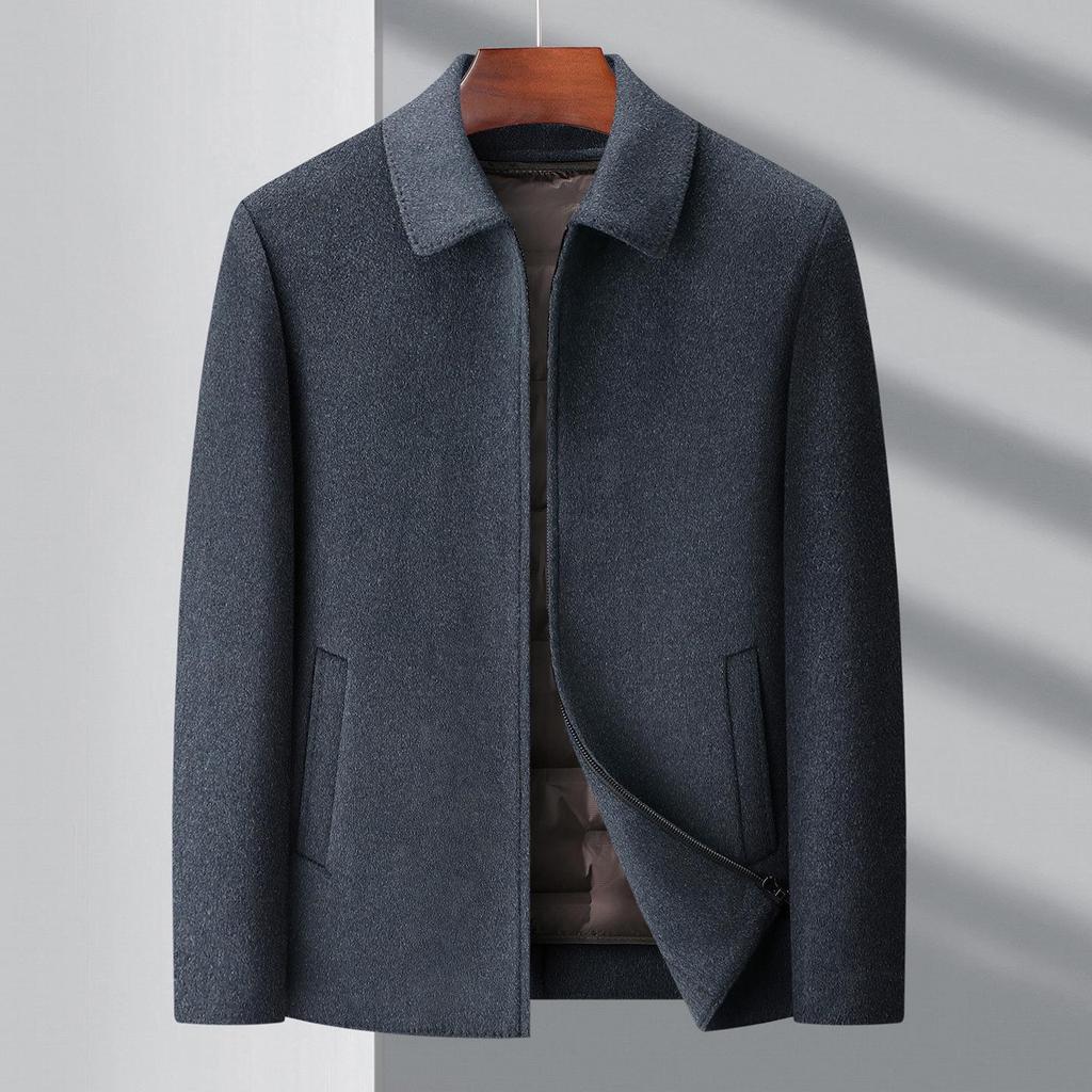 Brand Men's 2025 Autumn/Winter Wool Coat - Lapel, Detachable Down Lining, Double-Faced Wool Overcoat.