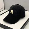 New Fashion Corduroy Baseball Cap Ladies Letter R Snapback Hat Men Shopping Dress Up Unisex Adjustable Casual Caps Hip Hop Hats