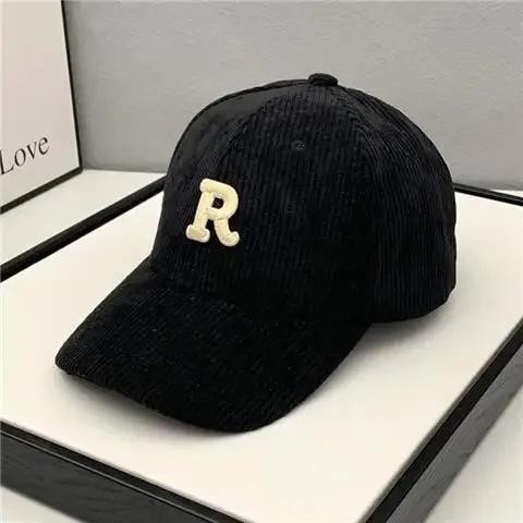 New Fashion Corduroy Baseball Cap Ladies Letter R Snapback Hat Men Shopping Dress Up Unisex Adjustable Casual Caps Hip Hop Hats